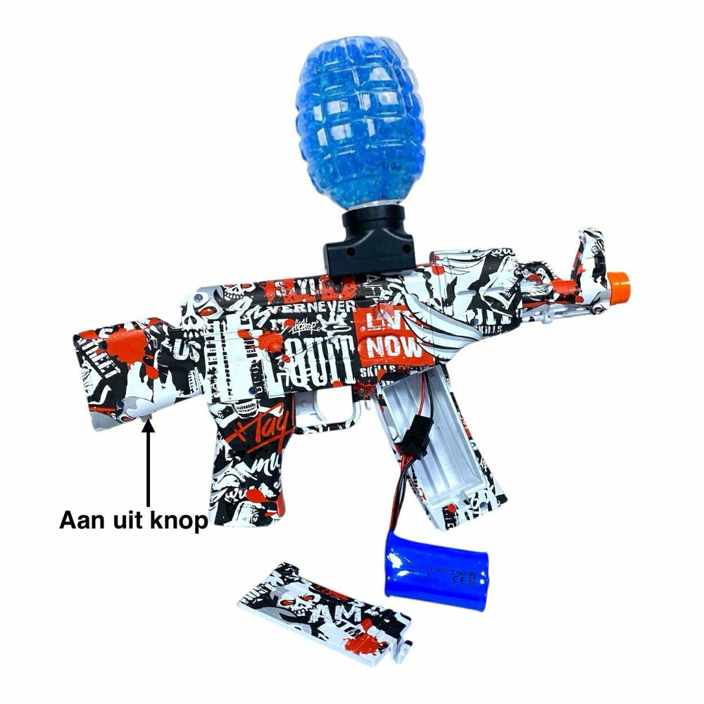 Gel Blaster AK47 Rood - Luminous Silencer met Led licht - compleet set - oplaadbaar - 45 cm + 2 zakjes gelballen