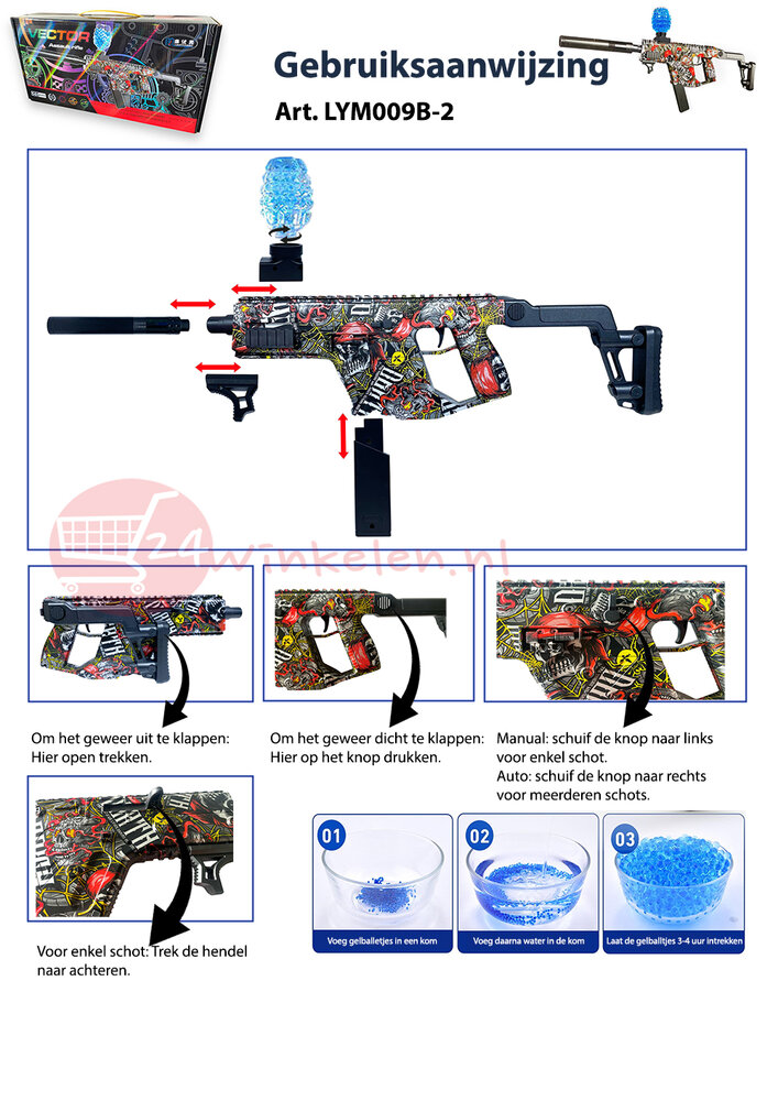 Gelblaster - Space Vector Assualt Rifle - compleet set - oplaadbaar - 72 CM