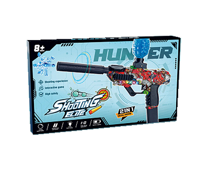 Shooting Elite Gelblaster 2in1 - HUNTER- LED LIGHT - gelballetjes + pijlen - 5000 balletjes - Oplaadbaar - 42.5 CM