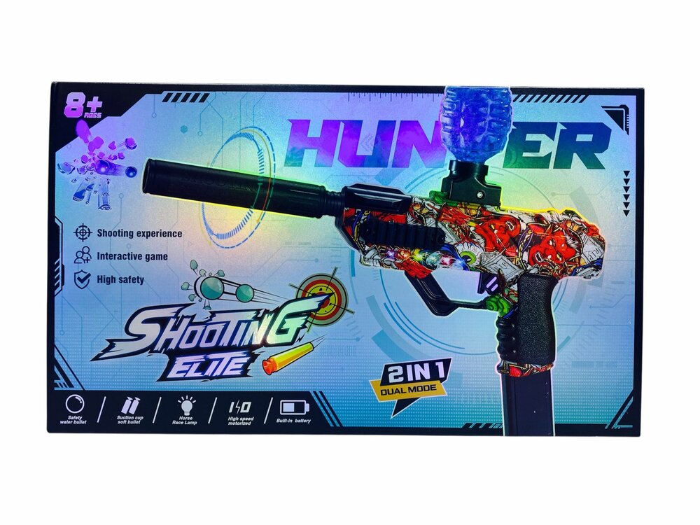 Shooting Elite Gelblaster - HUNTER- LED LIGHT - compleet set  + pijlen - 5000 balletjes - oplaadbaar - 42.5 CM