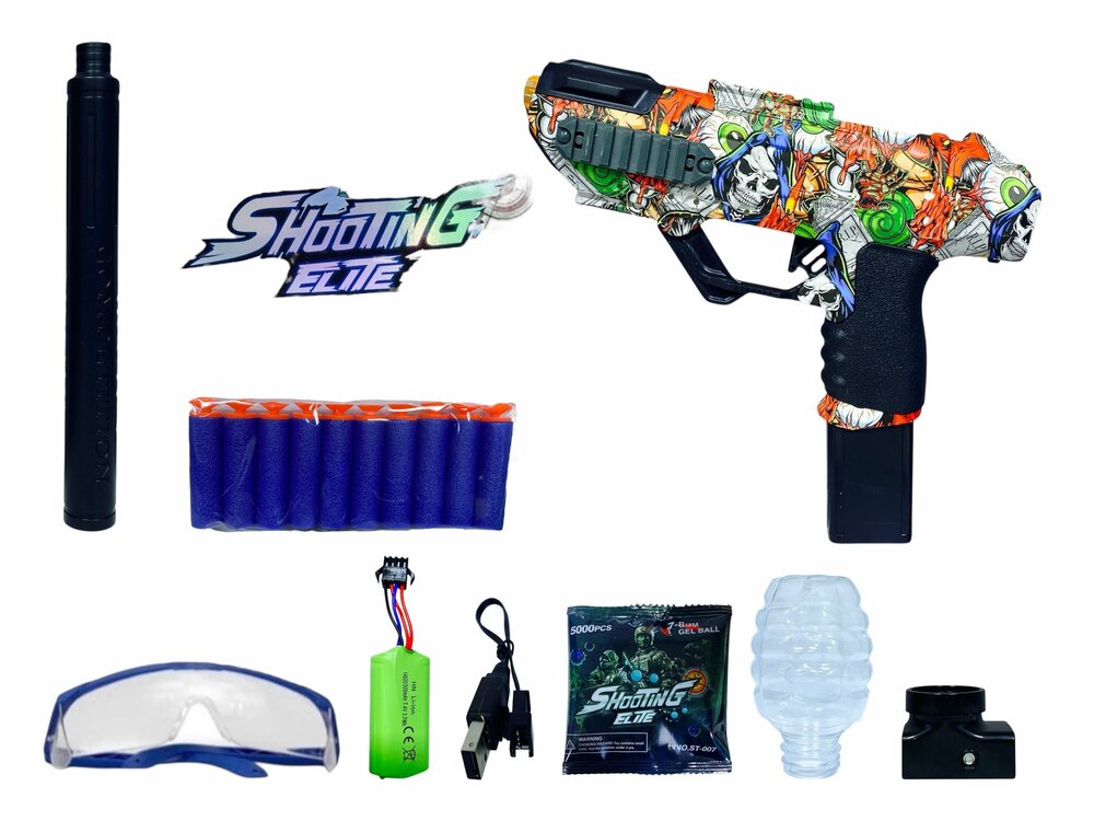 Shooting Elite Gelblaster - HUNTER- LED LIGHT - compleet set  + pijlen - 5000 balletjes - oplaadbaar - 42.5 CM