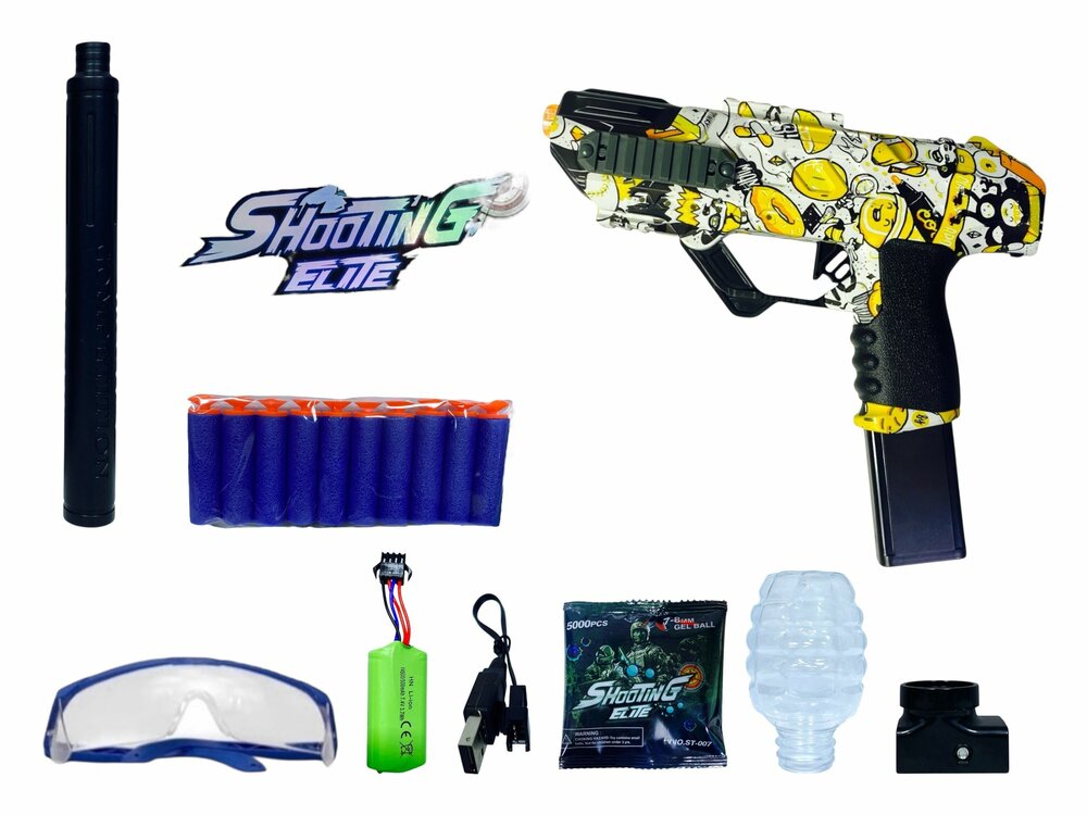 Shooting Elite Gelblaster 2in1 - HUNTER- LED LIGHT - gelballetjes + pijlen - 5000 balletjes - Oplaadbaar - 42.5 CM