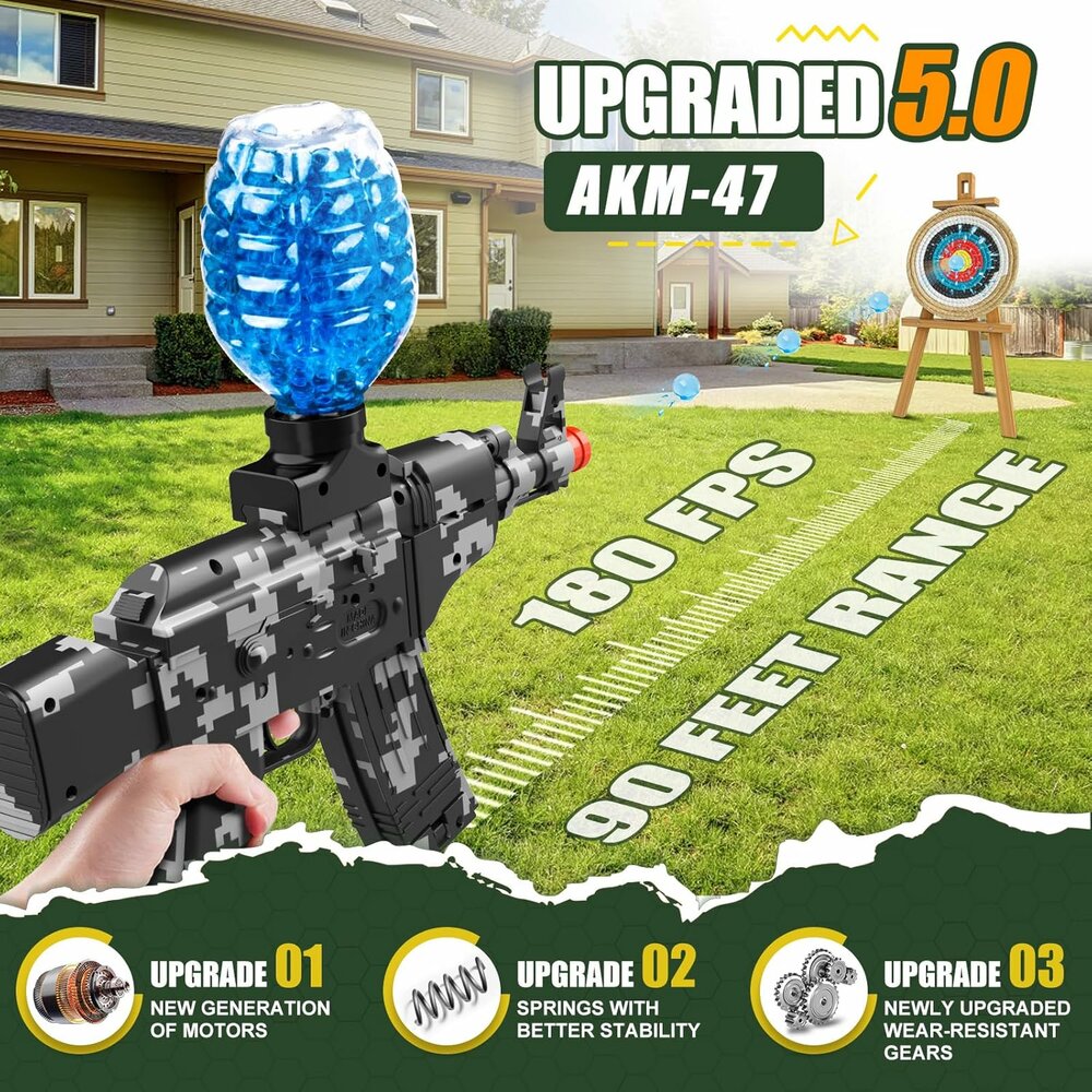 Gel Blaster- Elektrische pistool - Red Graffiti - compleet set incl. gel ballen - oplaadbaar - 48CM