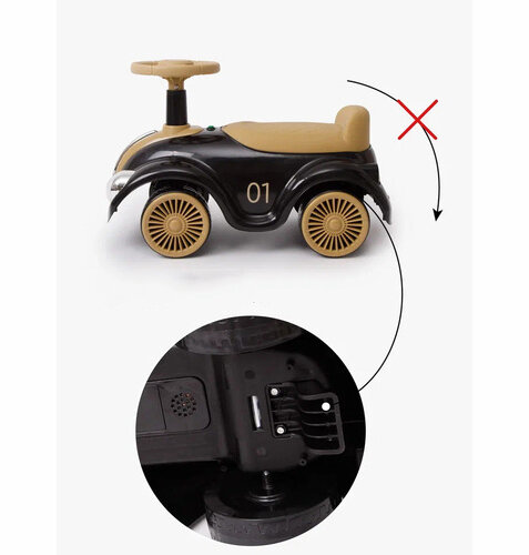 Classic Luxury Retro Car - Loopauto 55CM - Zwart - muziek &amp; lichtjes
