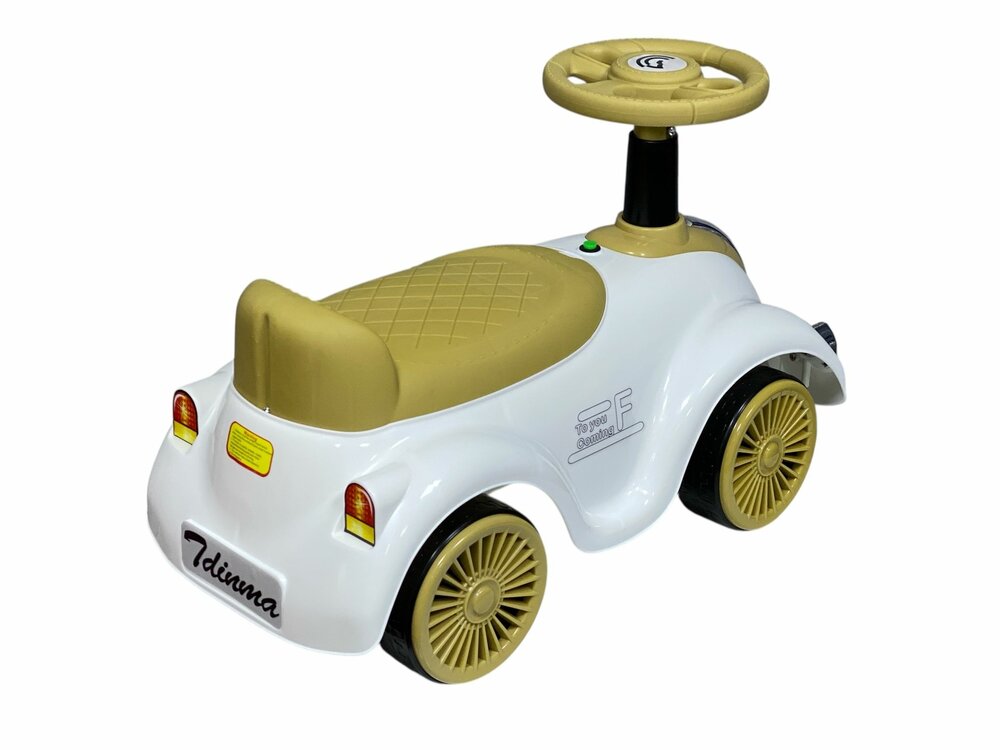 Classic Luxury Retro Car - Loopauto 55CM - Wit - muziek &amp; lichtjes