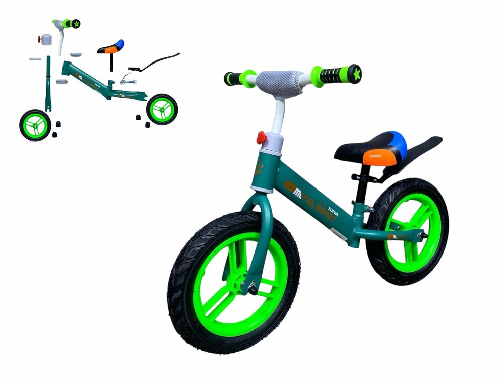 Mengle Baby - loopfiets 80 cm - Groen  - rubber banden - vanaf 1 jaar