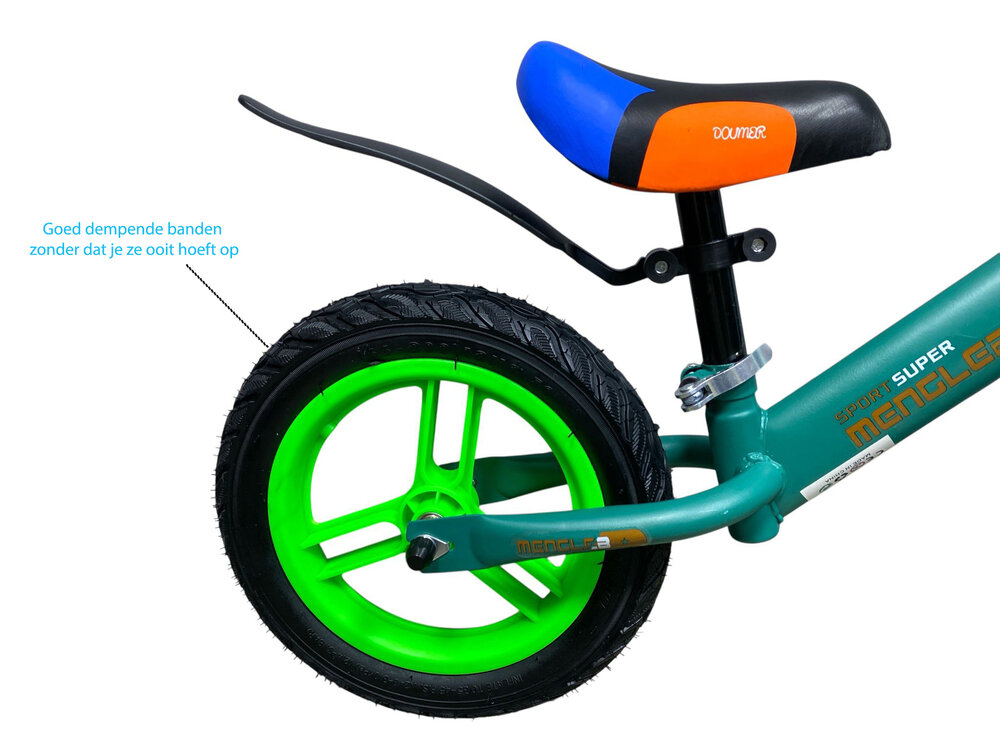 Mengle Baby - Kinderloopfiets 80 cm - Blauw  - rubber banden - vanaf 1 jaar