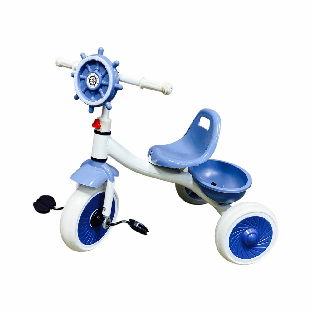 Driewieler kinderfiets - blauw - met pedalen - licht&amp;geluid 63CM