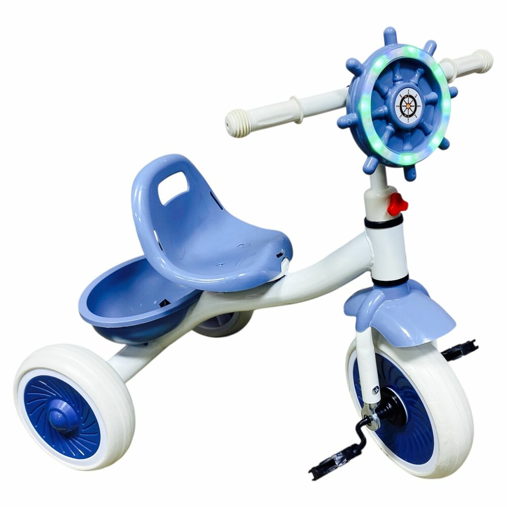 Driewieler kinderfiets - blauw - met pedalen - licht&amp;geluid 63CM