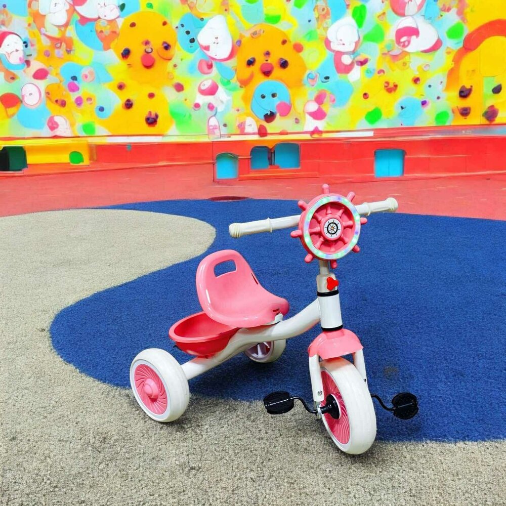Driewieler kinder fiets - Roze - met pedalen - licht&amp;geluid 63CM