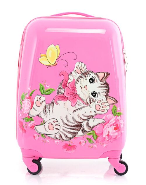 Kinder Koffer - Kitten Print - Roze - Handbagage
