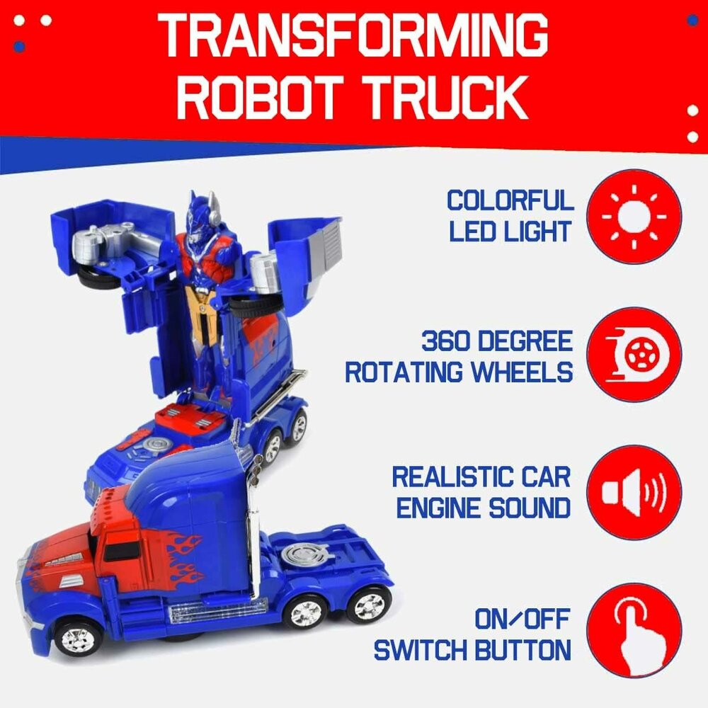 Robot Truck 2 in 1 robot en vrachtwagen transform voertuig - led licht en geluid 24CM