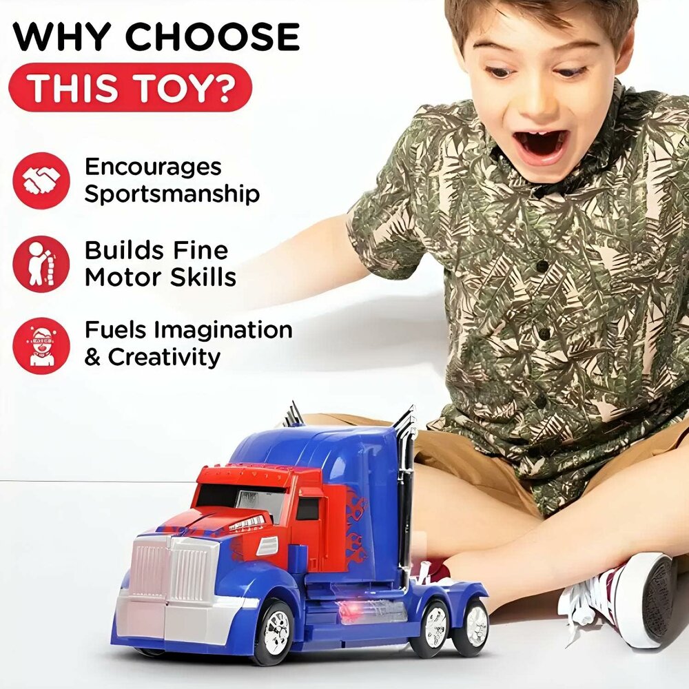 Robot Truck 2 in 1 robot en vrachtwagen transform voertuig - led licht en geluid 24CM