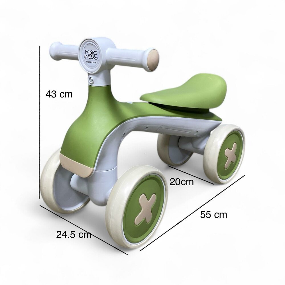 4-Wheel Magic loopfiets - 55CM - donkergroen - Muziek &amp; Lichtjes