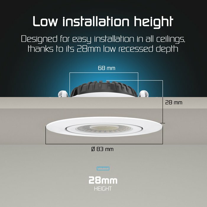 LED Inbouwspot 5W 6500k - wit - verstelbaar spot &oslash;68-75mm