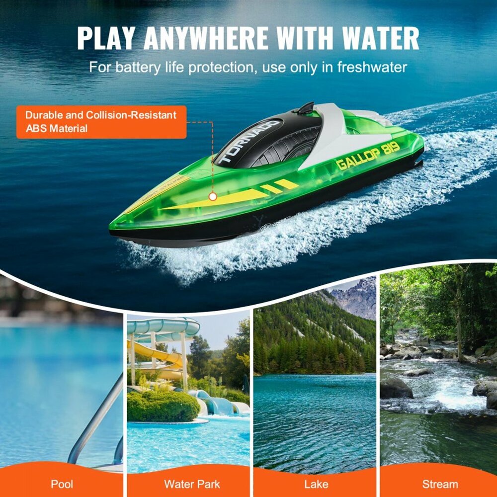 Gallop RC Speedboot &ndash; LED-verlichting, Hoge Snelheid - 2.4GHZ  Tornado boat Green