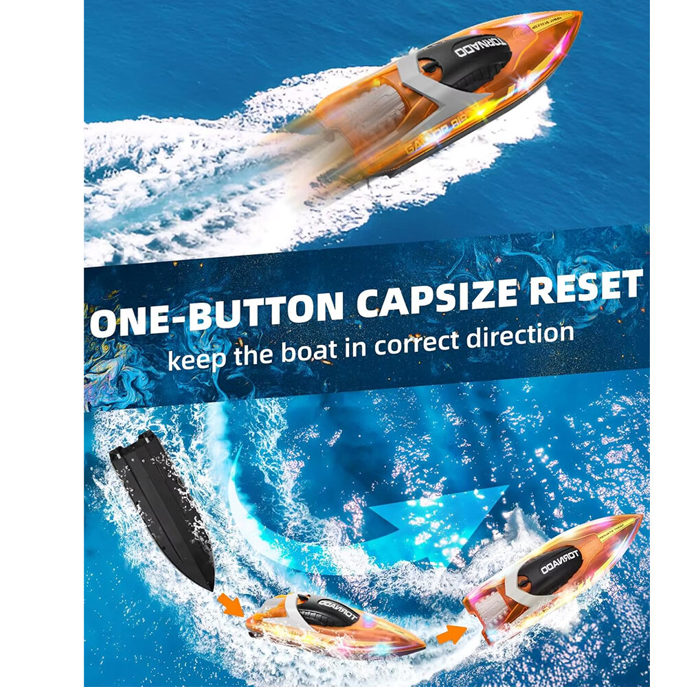 Gallop RC Speedboot &ndash; LED-verlichting, Hoge Snelheid - 2.4GHZ  Tornado boat Green