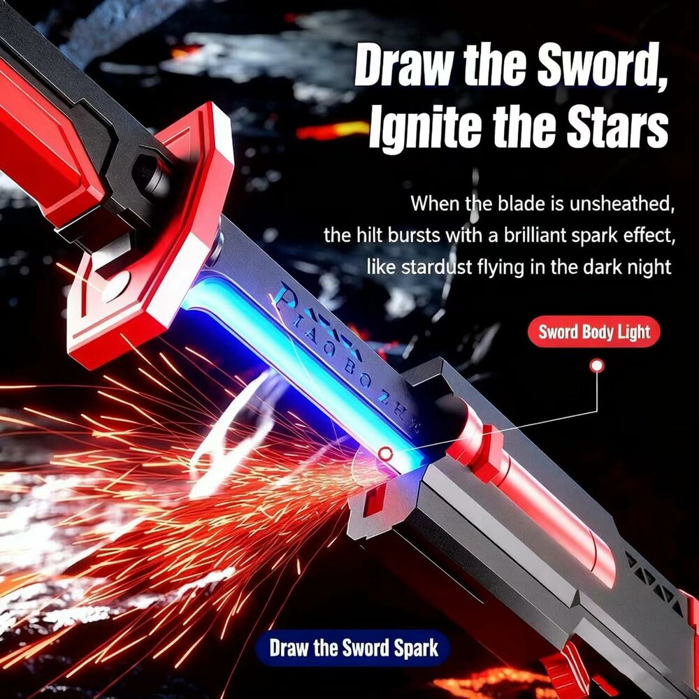 Dazzling Spray Sword &ndash; Katana Cosplay Zwaard met LED-licht, Rook, Vonken en Geluid (70 cm)