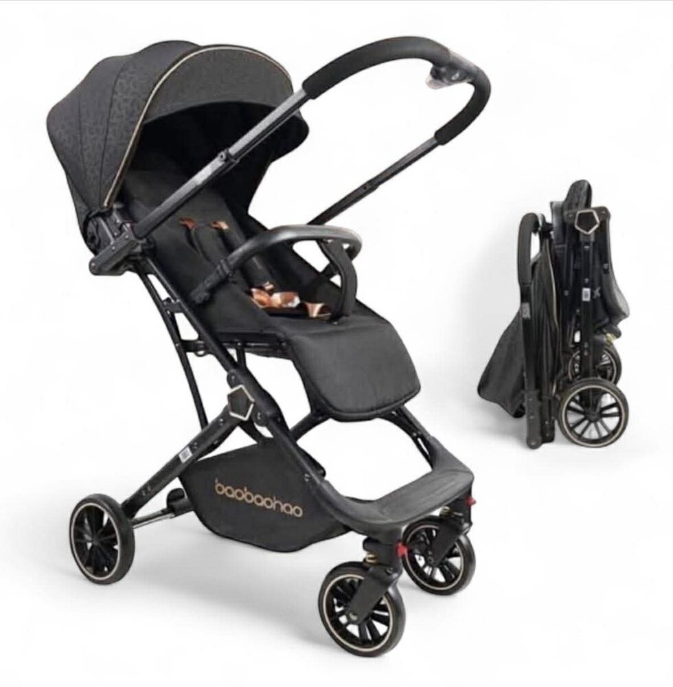 Kinderwagen Baobaohao Y8 Buggy &ndash; Luxe, Lichtgewicht &amp; Inklapbare voor 0-3 Jaar Zwart