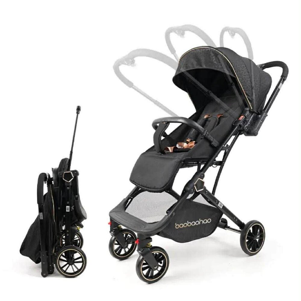 Kinderwagen Baobaohao Y8 Buggy &ndash; Luxe, Lichtgewicht &amp; Inklapbare voor 0-3 Jaar Zwart