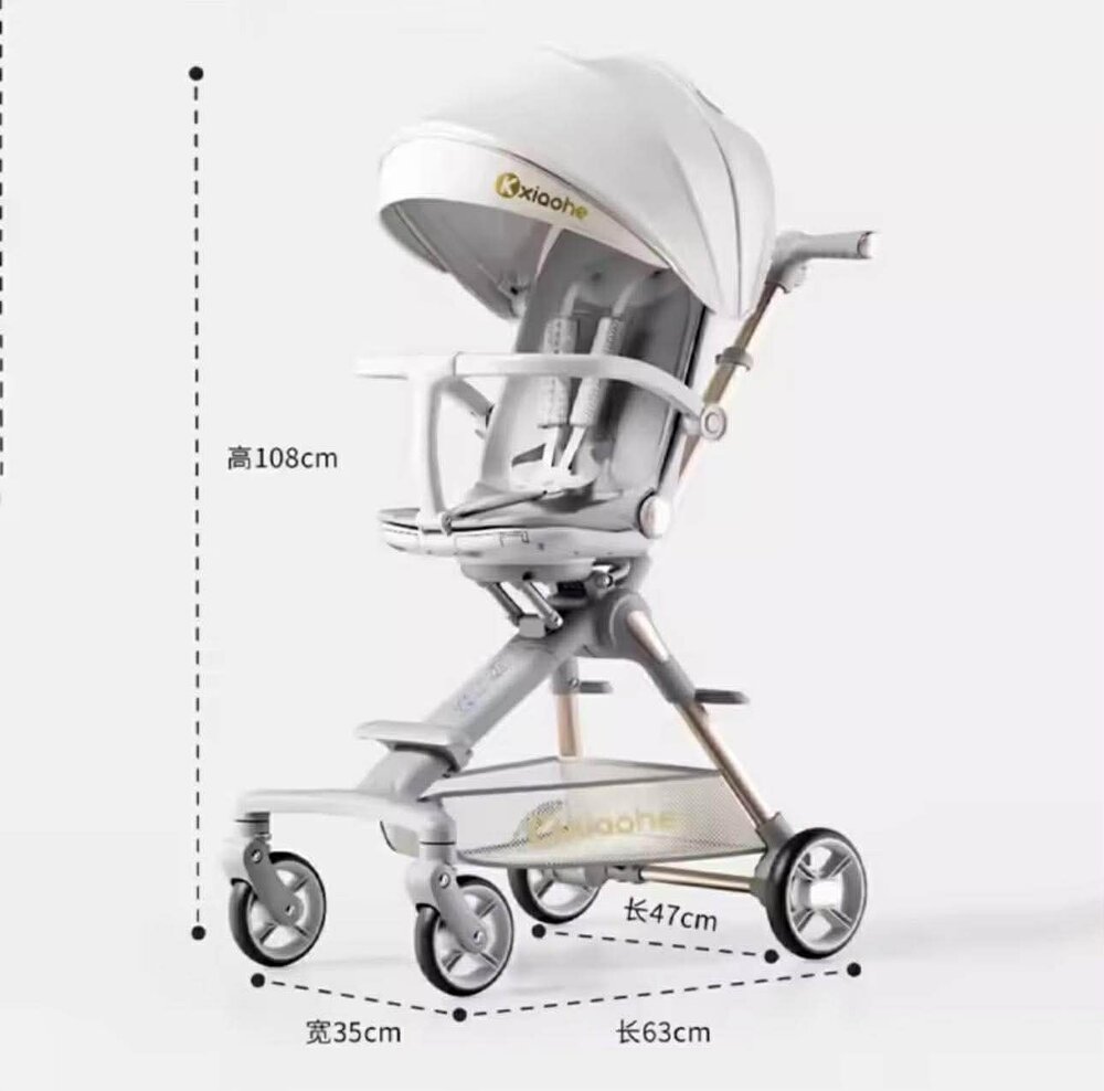 Kinderwagen Kxiaohe  K3 Buggy - Luxe, Lichtgewicht &amp; Inklapbare voor 0-3 Jaar Wit grijs