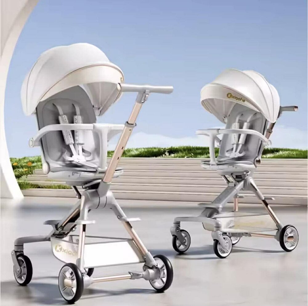 Kinderwagen Kxiaohe  K3 Buggy - Luxe, Lichtgewicht &amp; Inklapbare voor 0-3 Jaar Wit grijs