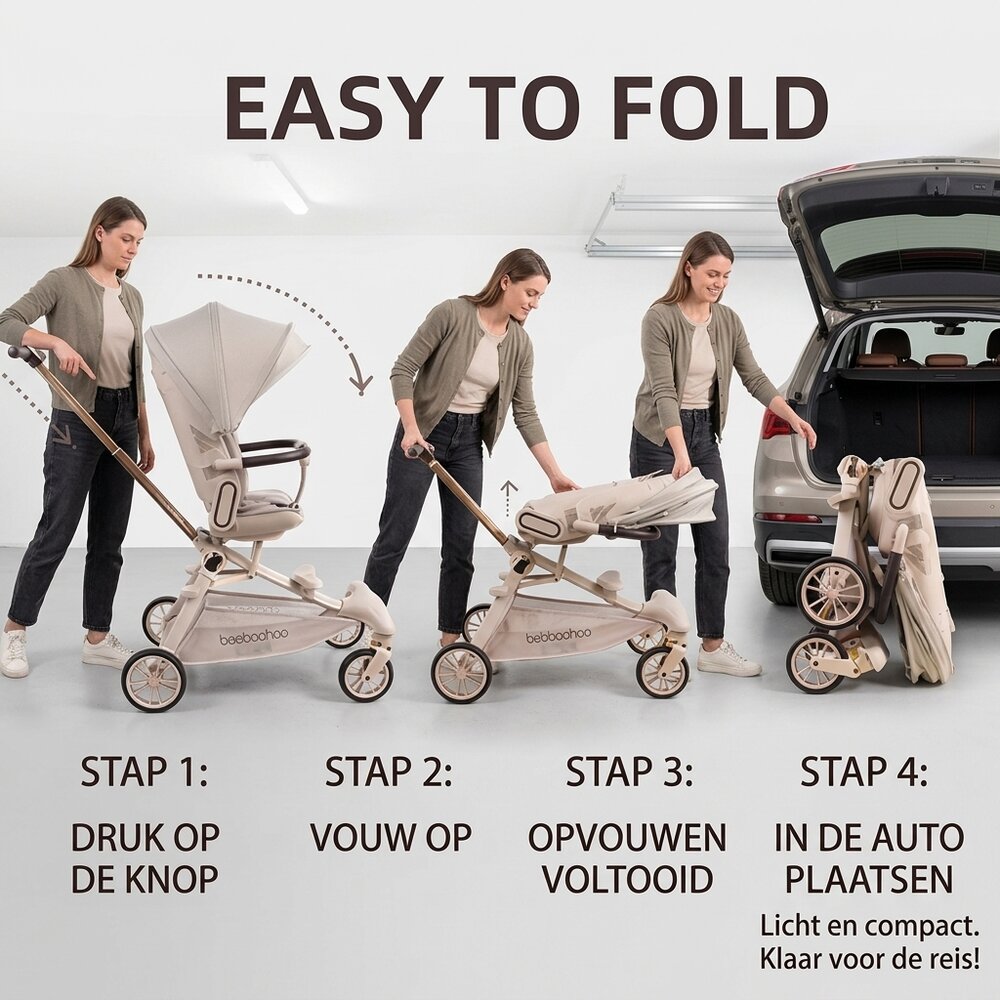 Baobaohao V16 Buggy beige &ndash; Luxe, Lichtgewicht &amp; Inklapbare Kinderwagen voor 0-3 Jaar Z
