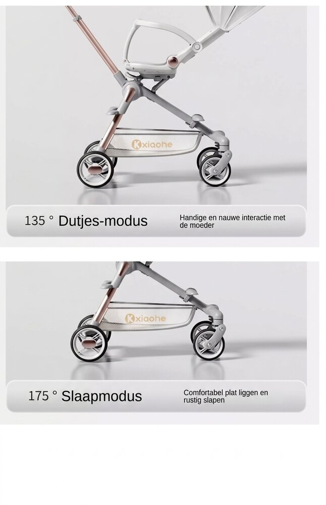Kinderwagen Kxiaohe  K3 Buggy - Luxe, Lichtgewicht &amp; Inklapbare voor 0-3 Jaar brown - beige