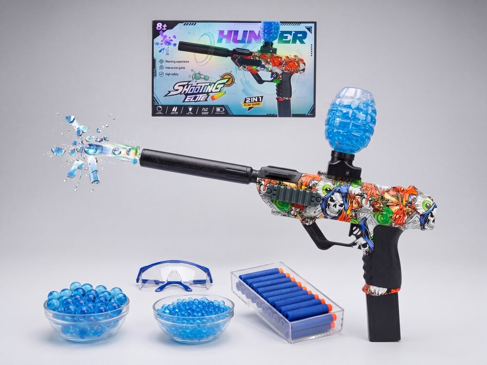 Shooting Elite Gelblaster - HUNTER- LED LIGHT - compleet set  + pijlen - 5000 balletjes - oplaadbaar - 42.5 CM