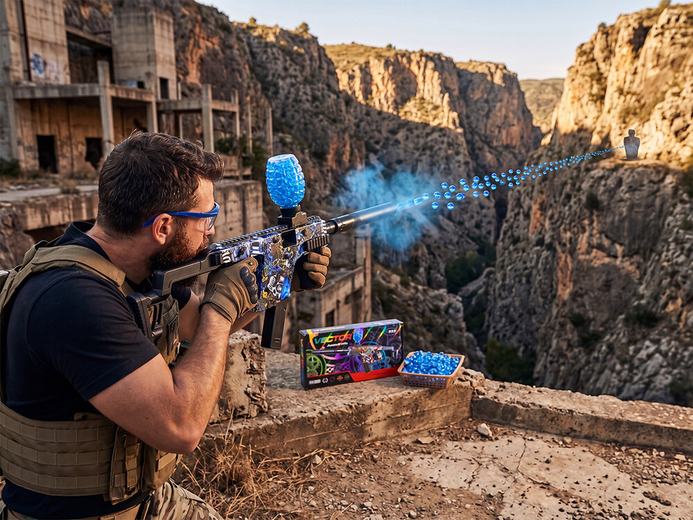 Gel Blaster - Space Vector Assault Rifle - compleet set - oplaadbaar - 74 CM Blauw inc gelballen (1000st.)