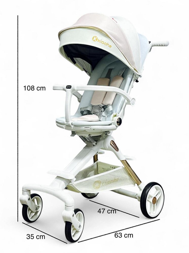Kinderwagen Kxiaohe  K3 Buggy - Luxe, Lichtgewicht &amp; Inklapbare voor 6 maanden tot 4 Jaar - Wit blauw roze