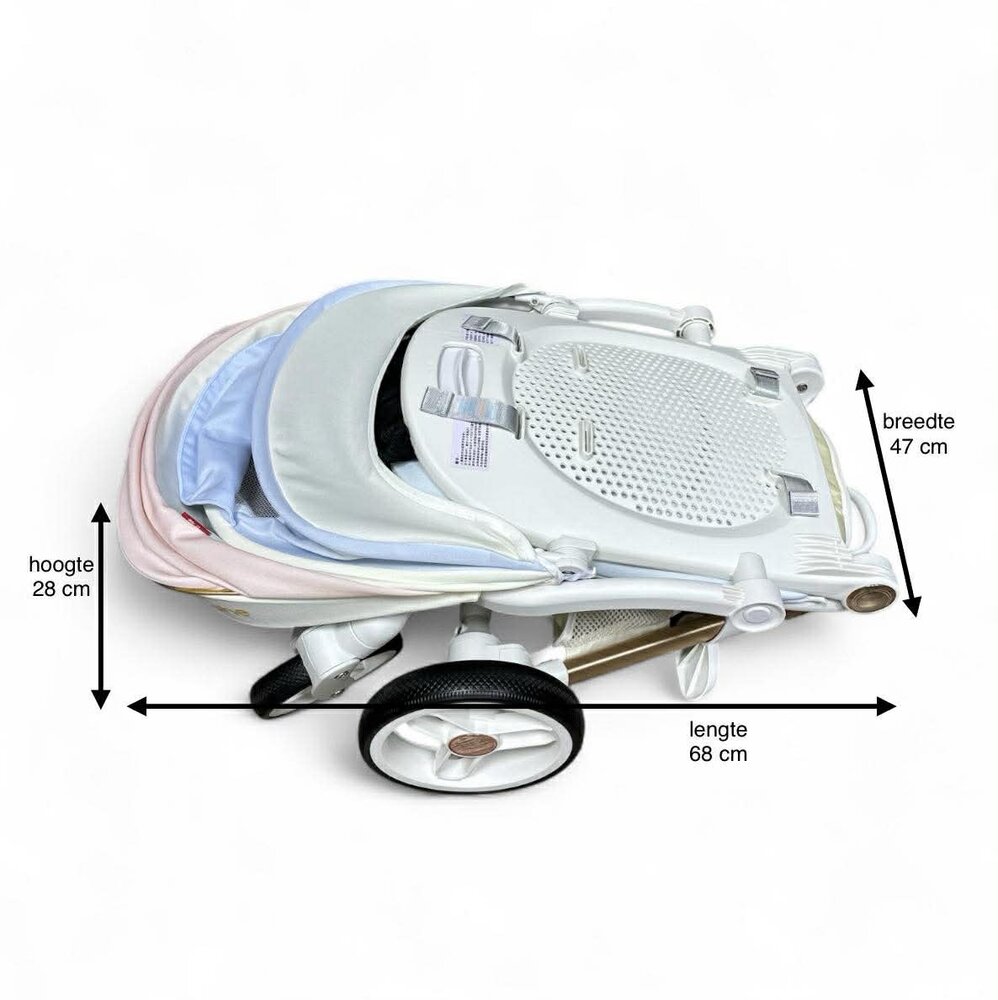 Kinderwagen Kxiaohe  K3 Buggy - Luxe, Lichtgewicht &amp; Inklapbare voor 6 maanden tot 4 Jaar - Wit blauw roze