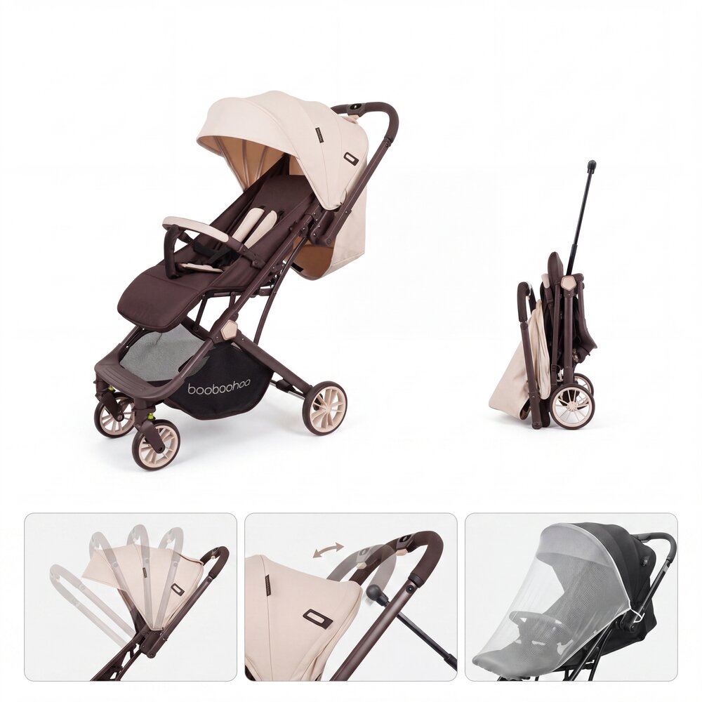 Baobaohao Y8 Buggy Stroller &ndash; Luxury, Lightweight &amp; Foldable for 0-3 Years beige-brown.