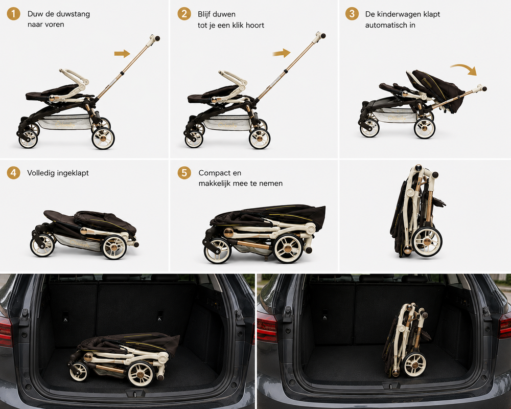 Kinderwagen Kxiaohe  K3 Buggy - Luxe, Lichtgewicht &amp; Inklapbare voor 0-3 Jaar brown - beige