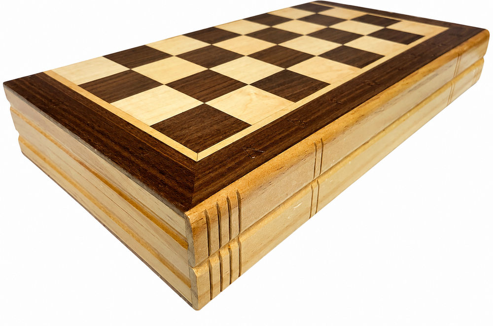 Wooden Chess Checkers Set - Luxury Magnetic 2-in-1 Chess and Checkers Board - Oak Wood - Folding Chessboard