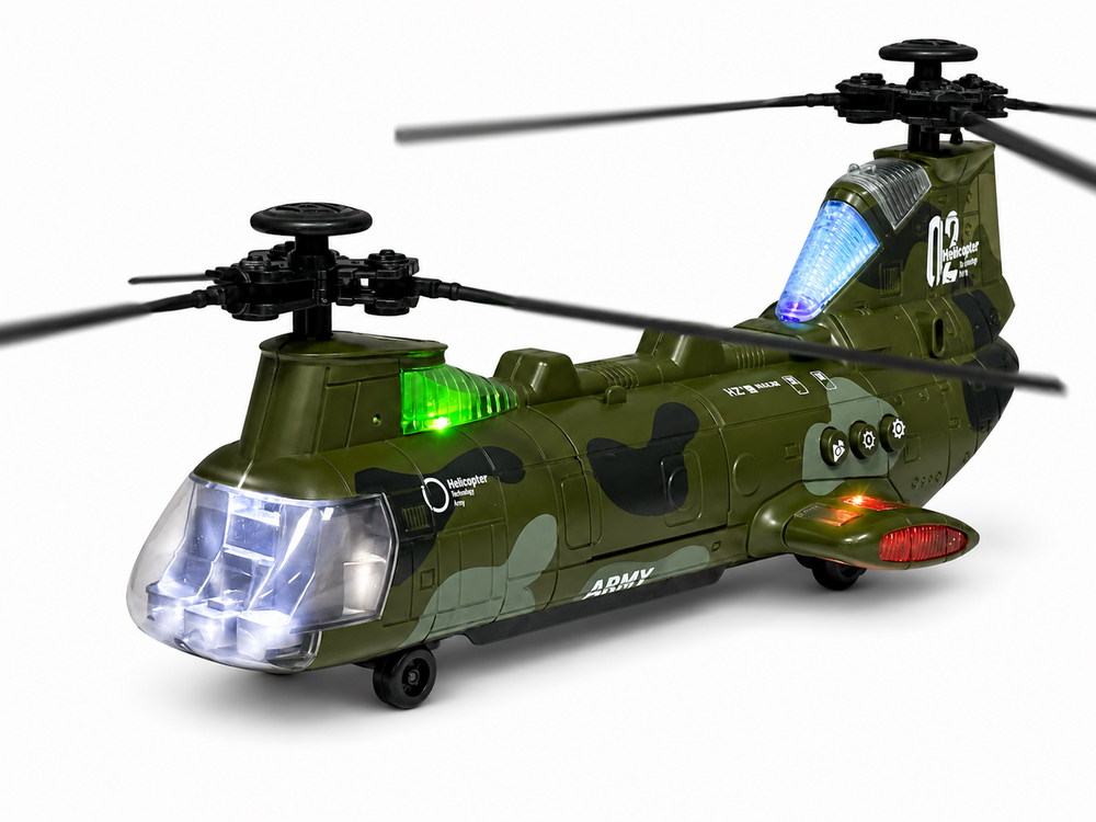 Chinook Army Speelgoedhelikopter &ndash; incl. 3 Tanks - Licht en geluid - bewegende rotors en kan rijden