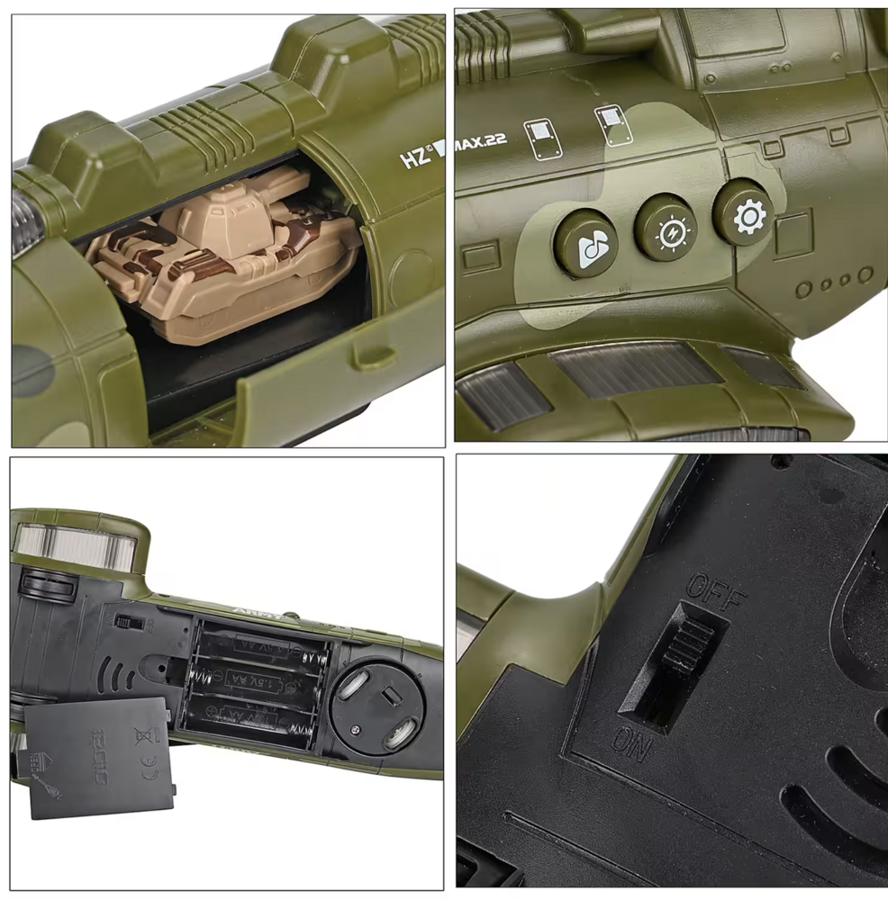 Chinook Army Speelgoedhelikopter &ndash; incl. 3 Tanks - Licht en geluid - bewegende rotors en kan rijden