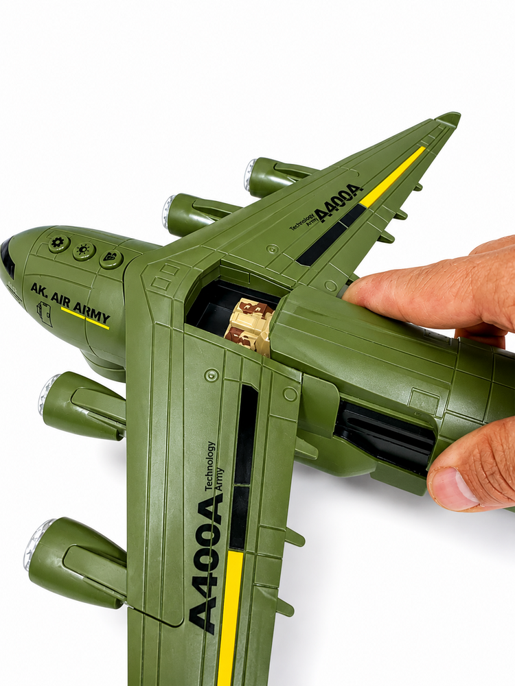 DIDAI Transport vliegtuig met 3 tanks - licht - geluiden - rijden 36CM Army Green