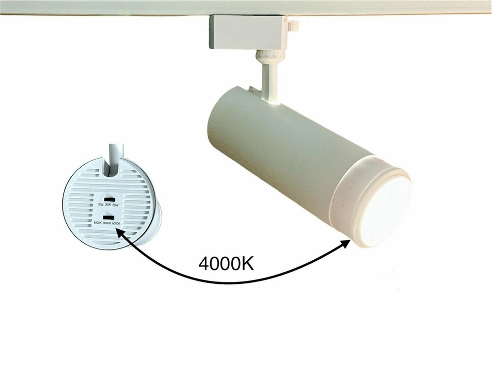 LED Railspot Wit - 10 tot 30 Watt&nbsp;(CCT, handmatig instelbaar) Lichtkleur: instelbaar naar 3000K, 4000K, 6000K (CCT, handmatig instelbaar)