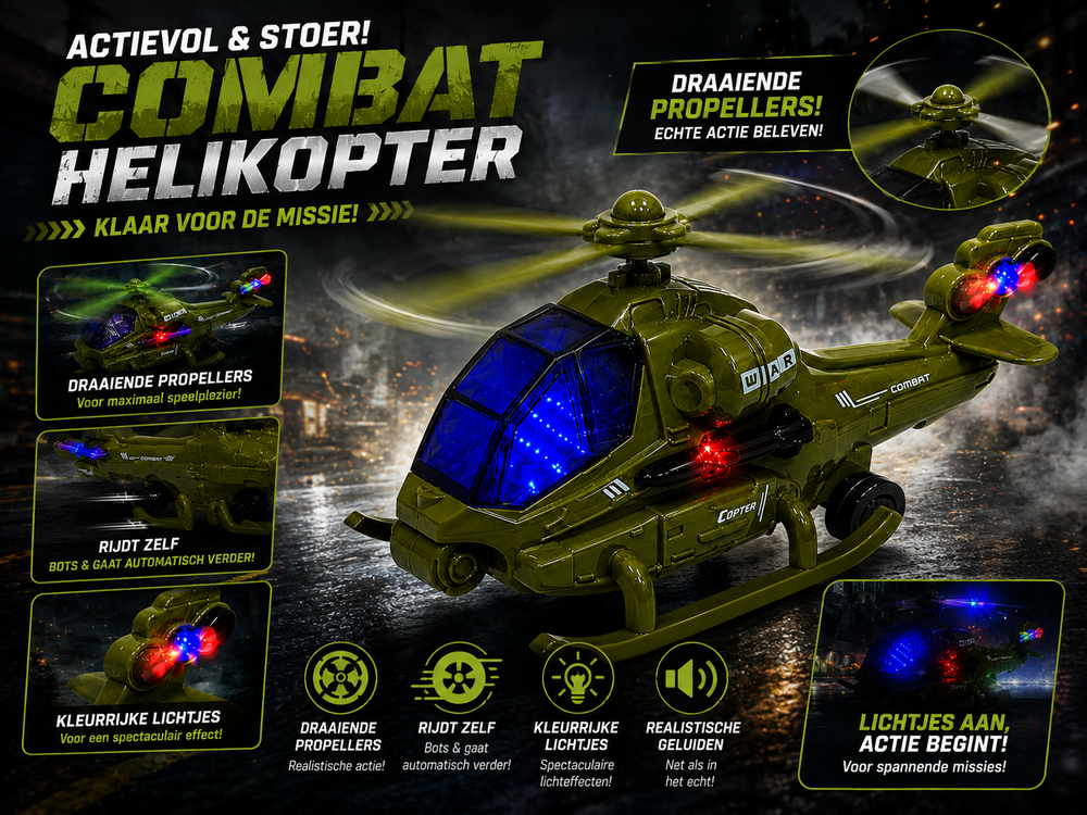 SWAT CHOPPER - gevechtshelikopter met draaiende propellers - geluid en licht - Bumb&amp;Go 