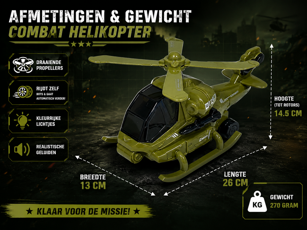 SWAT CHOPPER - gevechtshelikopter met draaiende propellers - geluid en licht - Bumb&amp;Go 
