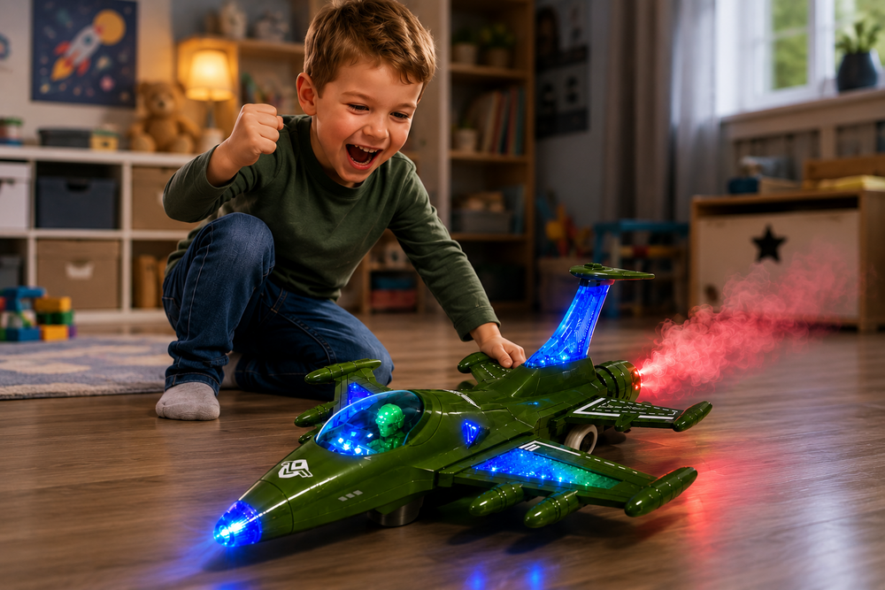 Fighter Jetcraft - Jet fighter with smoke spray and light effects - Self-driving