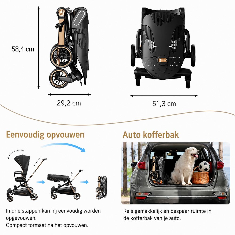 Baobaohao V16 Buggy beige &ndash; Luxe, Lichtgewicht &amp; Inklapbare Kinderwagen voor 0-3 Jaar Z
