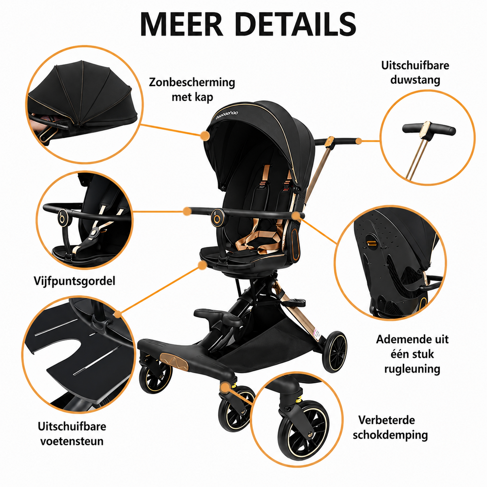 Baobaohao V16 Buggy beige &ndash; Luxe, Lichtgewicht &amp; Inklapbare Kinderwagen voor 0-3 Jaar Z
