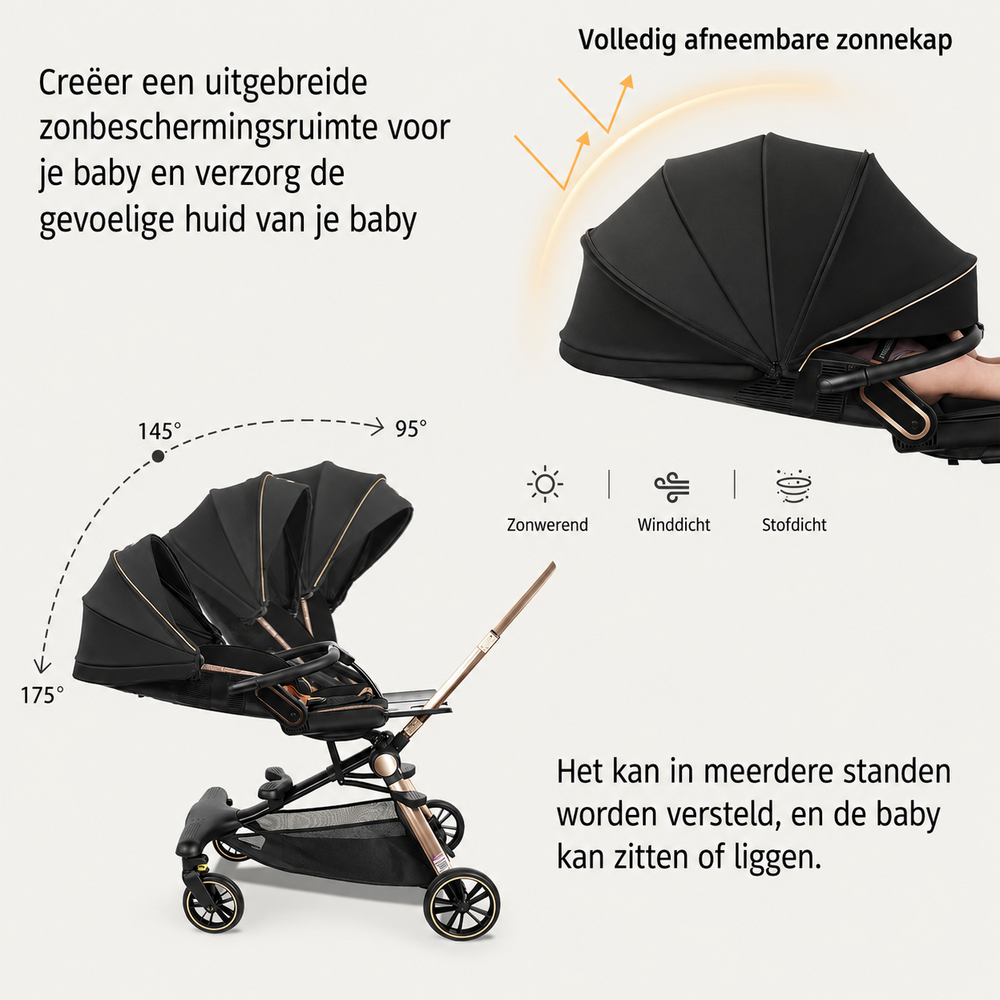 Baobaohao V16 Buggy beige &ndash; Luxe, Lichtgewicht &amp; Inklapbare Kinderwagen voor 0-3 Jaar Z