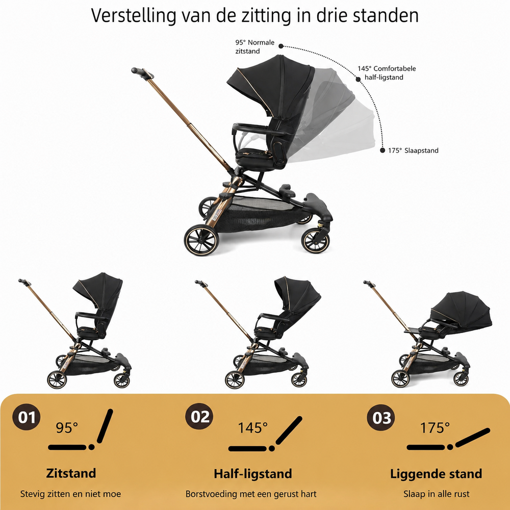 Baobaohao V16 Buggy beige &ndash; Luxe, Lichtgewicht &amp; Inklapbare Kinderwagen voor 0-3 Jaar Z