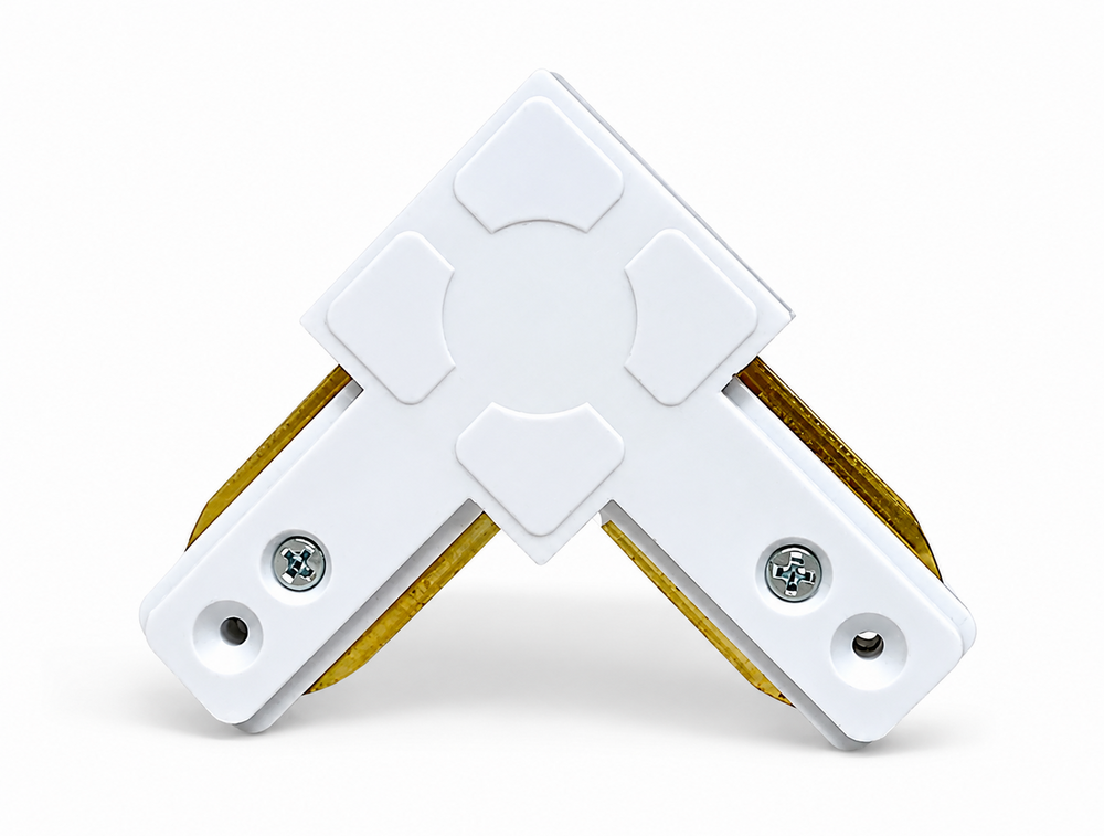 Rail Connector for LED Lamps 1-PHASE - White - L-Shape 