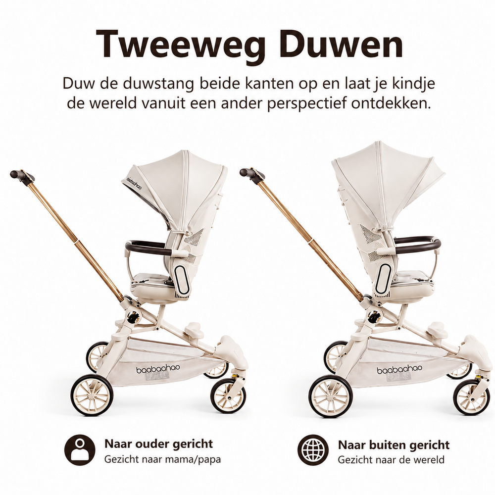 Baobaohao V16 Buggy beige &ndash; Luxe, Lichtgewicht &amp; Inklapbare Kinderwagen voor 0-3 Jaar