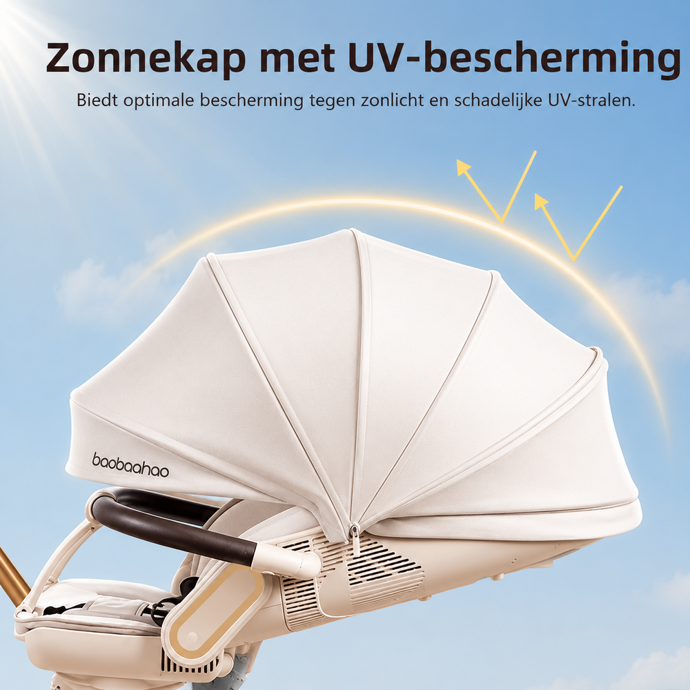 Baobaohao V16 Buggy beige &ndash; Luxe, Lichtgewicht &amp; Inklapbare Kinderwagen voor 0-3 Jaar