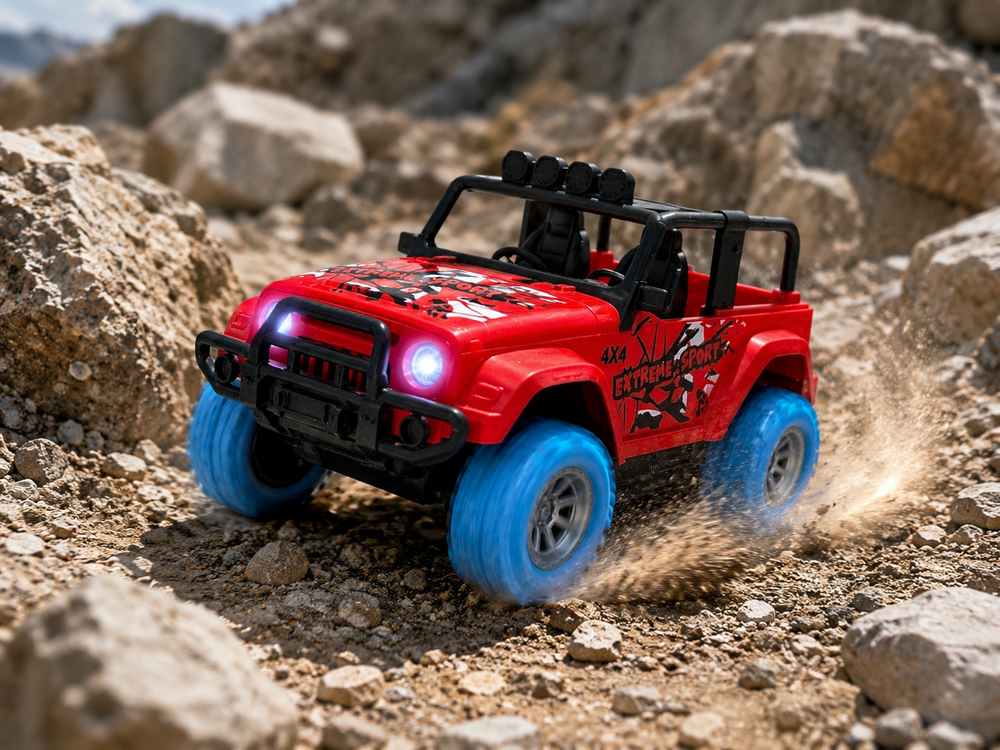 Extreme Sport Car - RC Car - Red - Rechargeable Battery + USB Charger